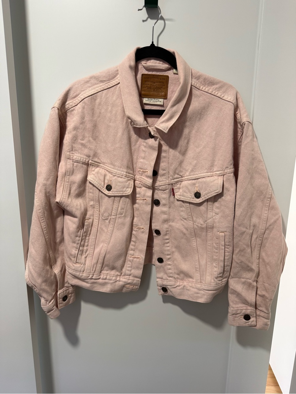 Levi's Light Pink Denim Cropped Trucker Jacket - Button Front